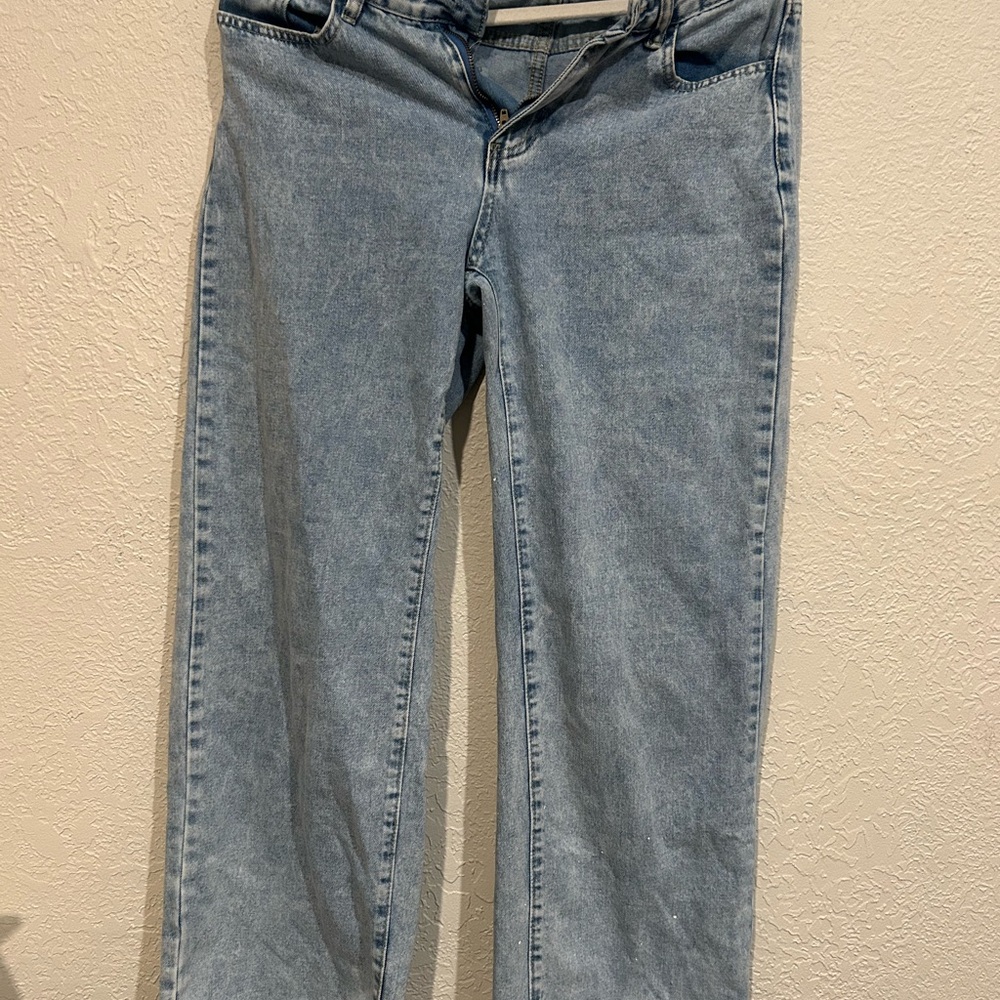 SHEIN Blue Straight Leg Jeans Classic Denim